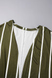 Dolcevita patchwork a righe verde militare a maniche lunghe in due pezzi