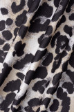 Estampa de leopardo casual estampa leopardo patchwork gola redonda plus size tops