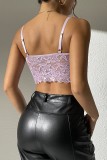 Rode sexy casual effen patchwork backless spaghettibandjes