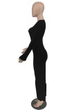 Schwarze, lässige, solide, langärmlige Basic-Kleider mit quadratischem Kragen