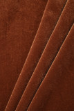 Orange Décontracté Solide Frenulum Col en V Robes Grande Taille