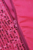 ピンク パーティー フォーマル パッチワーク ソリッド スパンコール パッチワーク スパンコール メッシュ ソリッド カラー ストラップレス イブニング ドレス ドレス