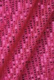 Roze feestformele patchwork effen pailletten patchwork lovertjes mesh effen kleur strapless avondjurkjurken