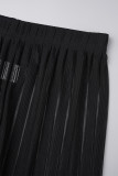 Черные сексуальные повседневные лоскутные прозрачные жилеты Брюки с круглым вырезом без рукавов из двух частей