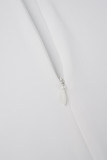 Witte sexy effen patchwork doorzichtige halve col kokerrokjurken