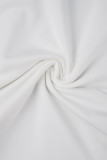Witte sexy effen patchwork doorzichtige halve col kokerrokjurken