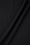 Schwarze sexy einfarbige Spitzen-Patchwork-Kleider mit schulterfreiem Wickelrock