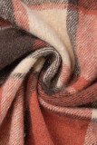 Kaki casual geruite print patchwork kraag, grote maat overjas