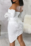 Белые уличные однотонные лоскутные платья с юбкой на молнии и без бретелек (надевайте перчатки)