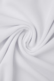 Witte elegante effen kanten patchwork schuine kraag onregelmatige jurkjurken