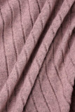 Розовые повседневные однотонные платья с V-образным вырезом и длинными рукавами