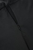 Schwarze, sexy, formelle Patchwork-Abendkleider mit heißem Bohren, durchsichtig, rückenfrei, O-Ausschnitt