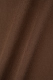 Vaqueros de mezclilla regulares de cintura alta básicos lisos casuales marrón claro