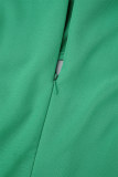 Verde Casual Sólido Ahuecado Patchwork Cremallera O Cuello Una Línea Vestidos