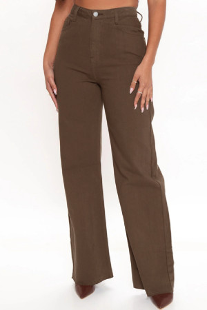 Light Brown Casual Solid Basic High Waist Regular Denim Jeans