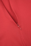 Robe de soirée rouge Sexy, Patchwork, perçage à chaud, transparent, dos nu, col rond, robes de soirée