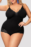 Mörkblå Sexy Living Solid Backless Spaghetti Strap Plus Size