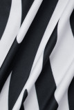 Robe gilet basique à imprimé décontracté, noir et blanc, col en U