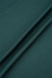 Green Casual Solid Frenulum Hooded Collar Long Sleeve Dresses