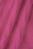 ピンク カジュアル ソリッド パッチワーク ポケット ルーズ ハイウエスト ワイドレッグ ソリッド カラー ボトムス
