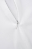 Weiße sexy formelle Patchwork-Abendkleider mit heißem Bohren, durchsichtig, rückenfrei, O-Ausschnitt