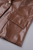 Coffee Casual Solid Cardigan Turn-Back-Kragen-Oberbekleidung