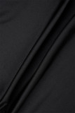 Vestidos de manga comprida pretos casuais sólidos básicos gola alta