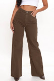 Ljusbrun Casual Solid Basic High Waist Regular Denim Jeans