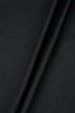Zwarte casual effen frenulum-jurken met capuchon en lange mouwen