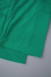 Verde Casual Sólido Patchwork Bolso Solto Cintura Alta Perna Larga Calças de Cor Sólida
