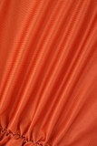Tangerine Rot Sexy Allmähliche Änderung Bandage Ausgehöhltes Patchwork U-Ausschnitt Langes Kleid Kleider