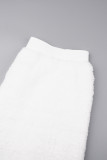Gonne convenzionali in tinta unita convenzionali a vita alta skinny patchwork tinta unita casual bianche (con gambe dei pantaloni)