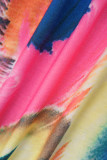 Combinaisons décontractées imprimées patchwork col en V multicolore