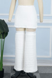 Jupes blanches décontractées en patchwork uni, slim, taille haute, de couleur unie conventionnelle (avec jambes de pantalon)