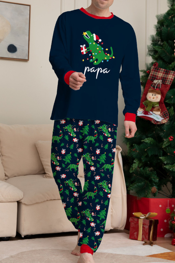 Темно-синяя одежда для сна на Рождество и Рождество в стиле пэчворк с живым принтом