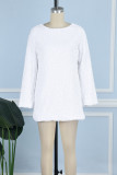 White Elegant Solid Sequins Patchwork O Neck Straight Dresses