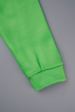 Zwart Groen Casual print Patchwork Gekruiste bandjes Asymmetrische kraag Rechte jurken