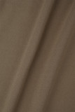 Robes jupe enveloppées marron sexy en dentelle unie patchwork à épaules dénudées