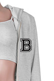 White Casual Print Letter Hooded Collar Long Sleeve Three Pieces
