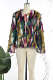 Colour Sweet Color Block Patchwork Cardigan Collar Outerwear