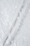 Silberne sexy solide Patchwork-Hosen mit hoher Öffnung, gerade, mittlere Taille, gerade Else-Böden