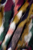 Farbe Süße Farbblock-Patchwork-Cardigan-Kragen-Oberbekleidung