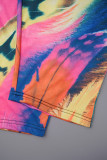 Flerfärgad Casual Print Patchwork V-hals vanliga Jumpsuits
