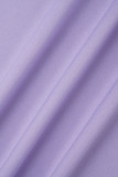 Robes irrégulières violettes élégantes en patchwork à volants et col en U