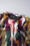 Color Dulce Bloques de color Retazos Cárdigan Cuello Ropa de abrigo
