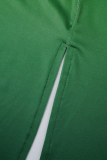 Vestido largo con cuello en U y retales ahuecado con vendaje de cambio gradual sexy verde