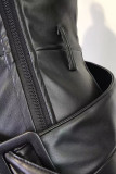 Black Street Solid Patchwork Pocket Zipper Straight High Waist Wide Leg Solid Color Bottoms