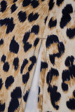 Estampa de leopardo Estampa Casual Leopardo Básico Magro Cintura Alta Convencional Saias Estampadas Completas