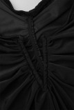 Черные сексуальные элегантные складки без бретелек из двух частей