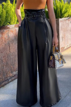 Черные уличные однотонные лоскутные карманы на молнии, прямые брюки с высокой талией и широкими штанинами, однотонные брюки